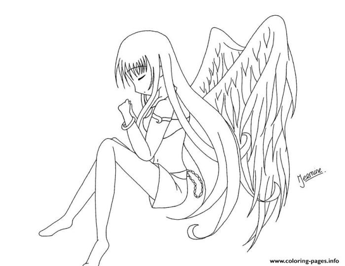 Cute elf angle anime girls coloring sheet