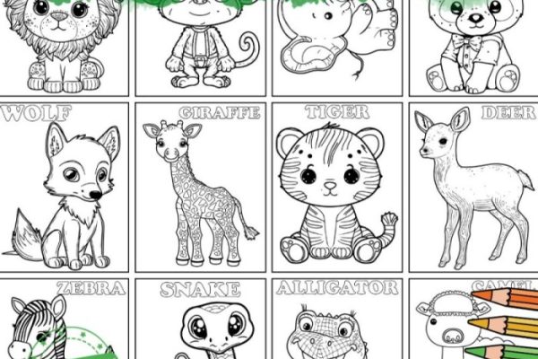 Coloring book wild animals