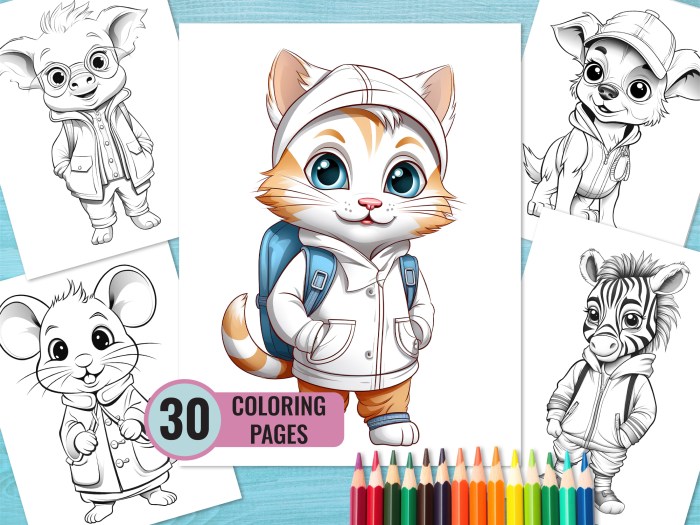 Coloring pages of animals in clothes