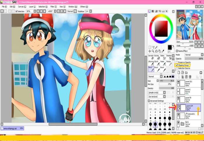 Anime coloring tutorial sai