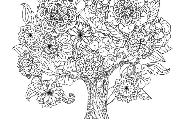 Fancy trees and animal coloring sheets