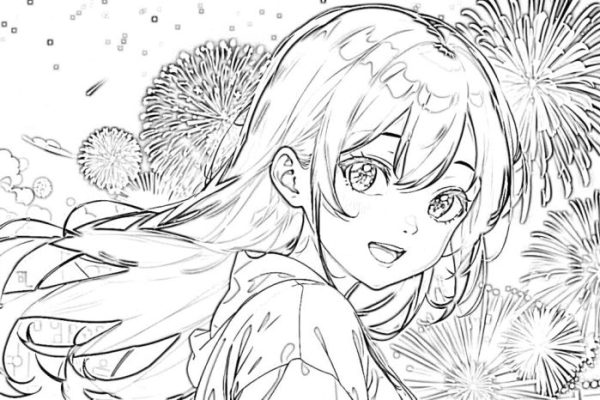 Anime black and white coloring pages