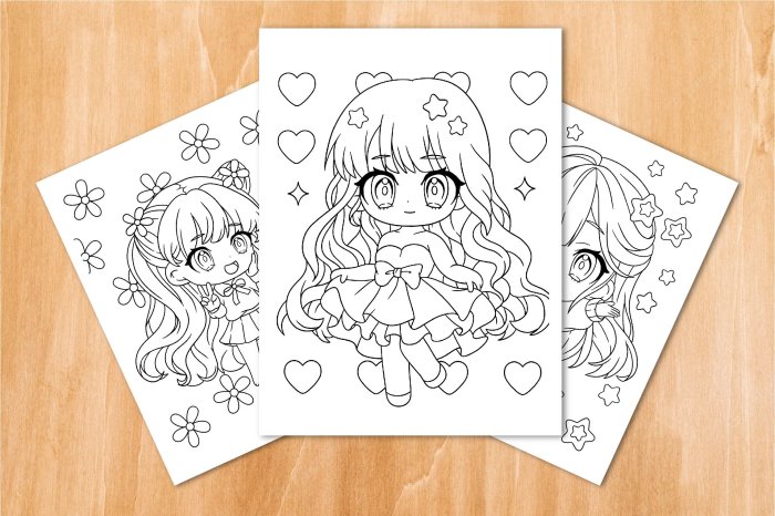 Anime chibi easy coloring pages