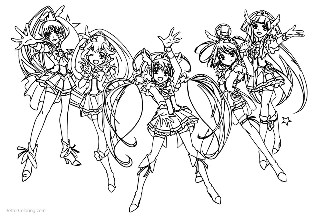 Anime coloring pages glitter force