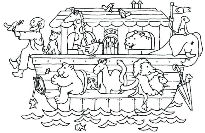 Animals walking to ark coloring picture