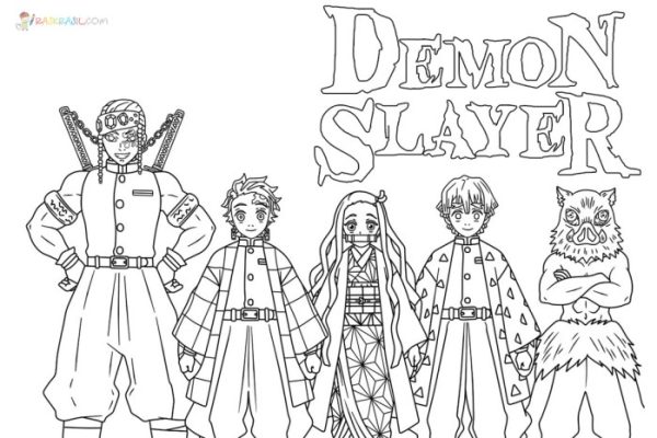 Demon slayer anime coloring page