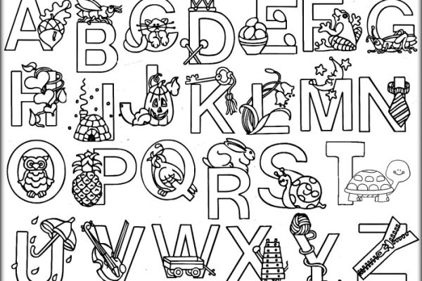 Alphabet coloring pages with animals