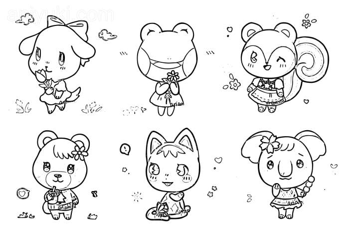 Animal crossing new horizons villagers coloring pages