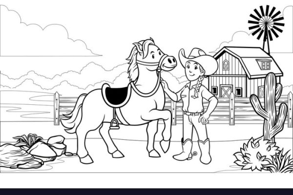 Anime cowgirl coloring page