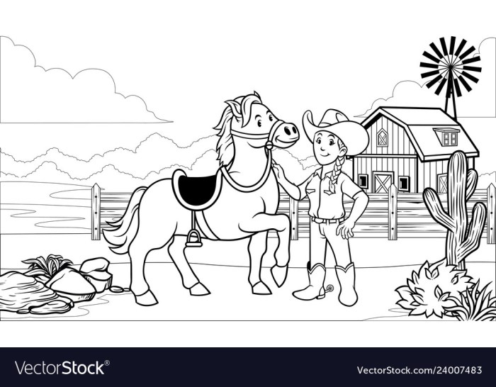 Anime cowgirl coloring page