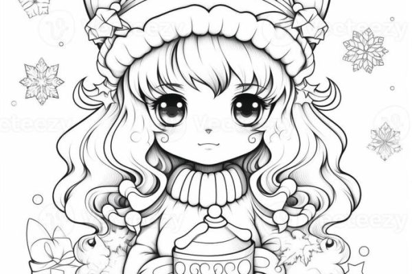 Anime chrismas wolves coloring pages