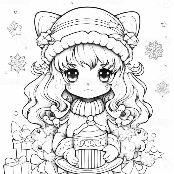 Anime chrismas wolves coloring pages