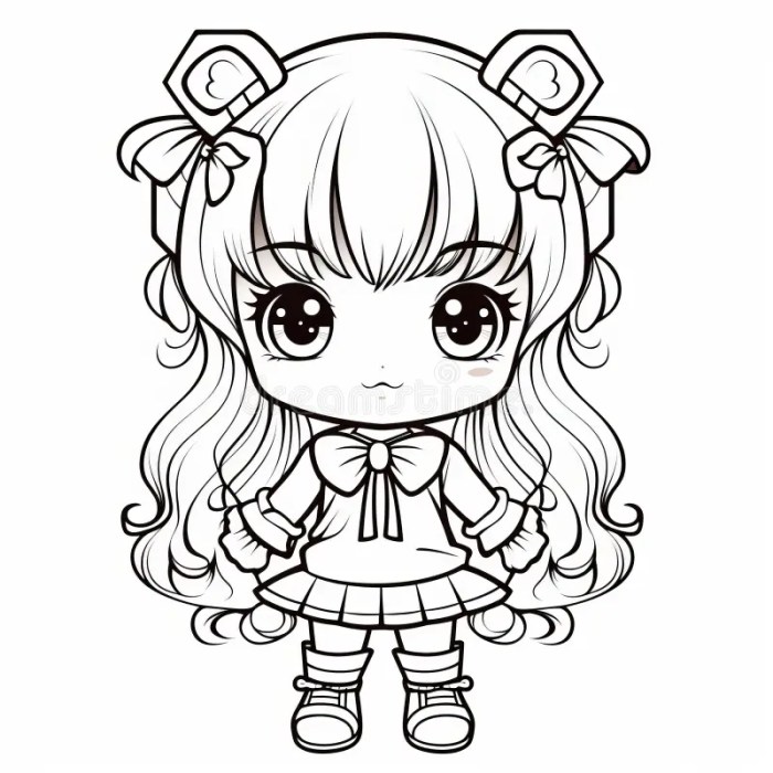 Anime chibi easy coloring pages