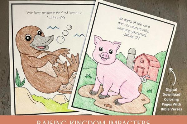 Animal coloring pages with verses