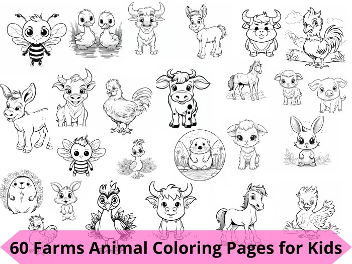 Farm animals coloring for kids