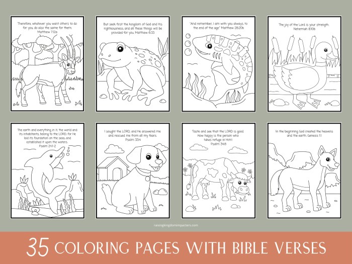 Animal coloring pages with verses