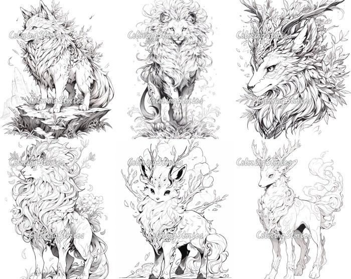 Fantasy animal coloring pages