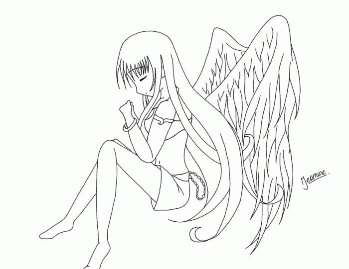 Anime boy angel coloring pages