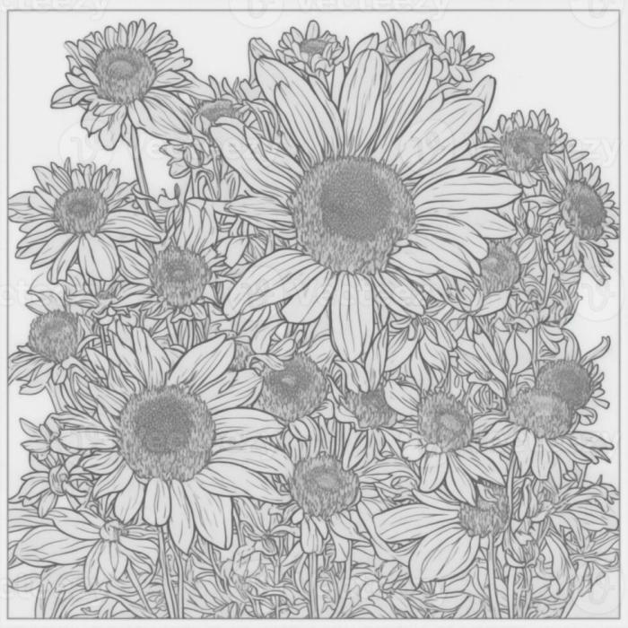 Animated flower outlines for coloring