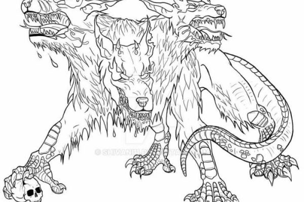 Cerberus animal coloring pages