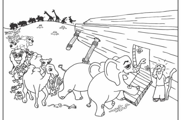 Animals walking to ark coloring picture