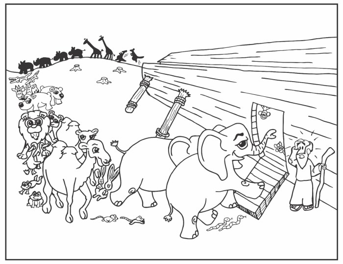 Animals walking to ark coloring picture