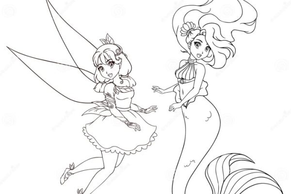 Free coloring page of merfairy anime