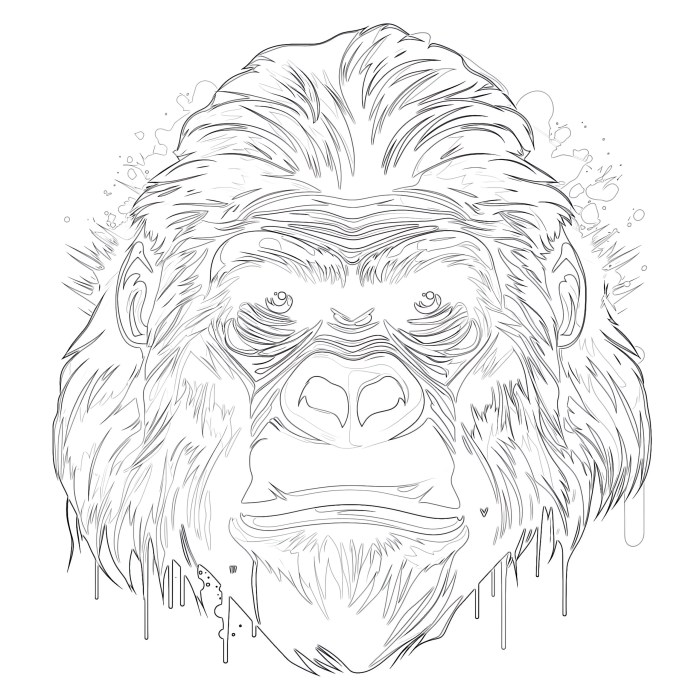 Animal face coloring simple gorilla