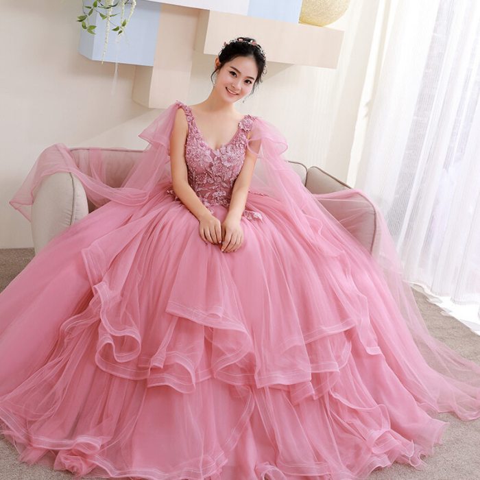 Elegant pink dresses for wedding guests