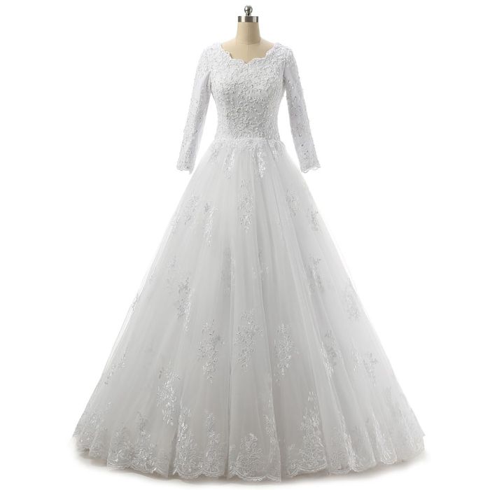 Lace tulle wedding dress