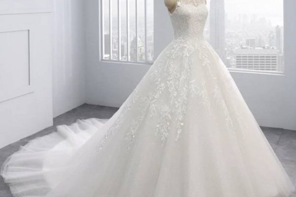 Wedding dress high neck lace