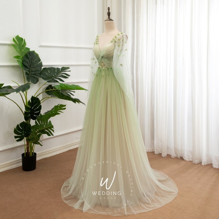 Green color wedding dress