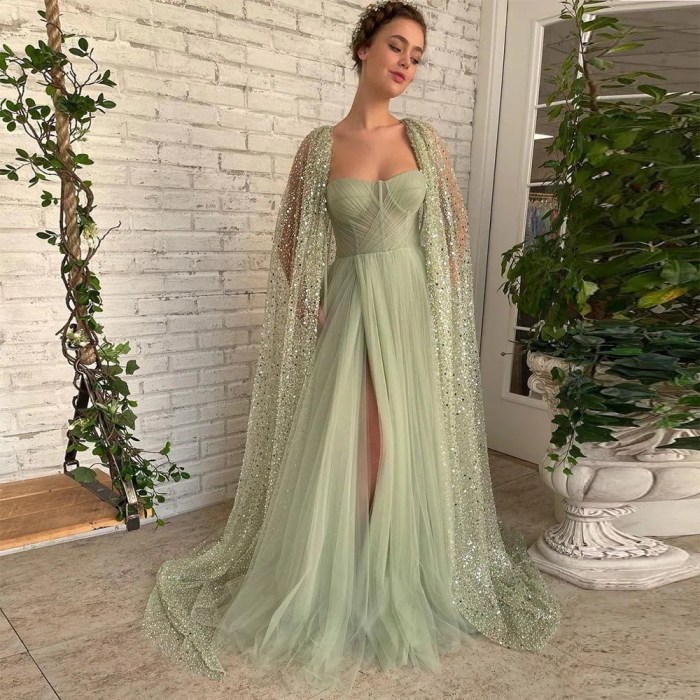 Sage green formal dress for wedding