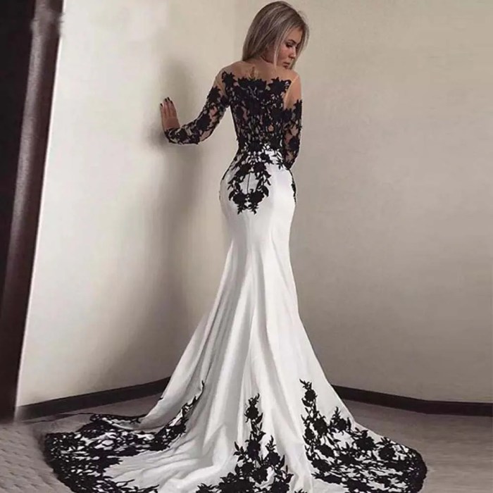 White and black wedding dress