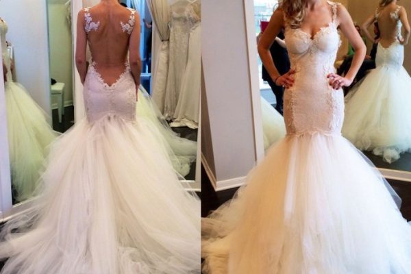 Lace tulle wedding dress