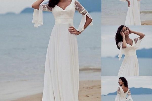 White wedding dresses for the beach